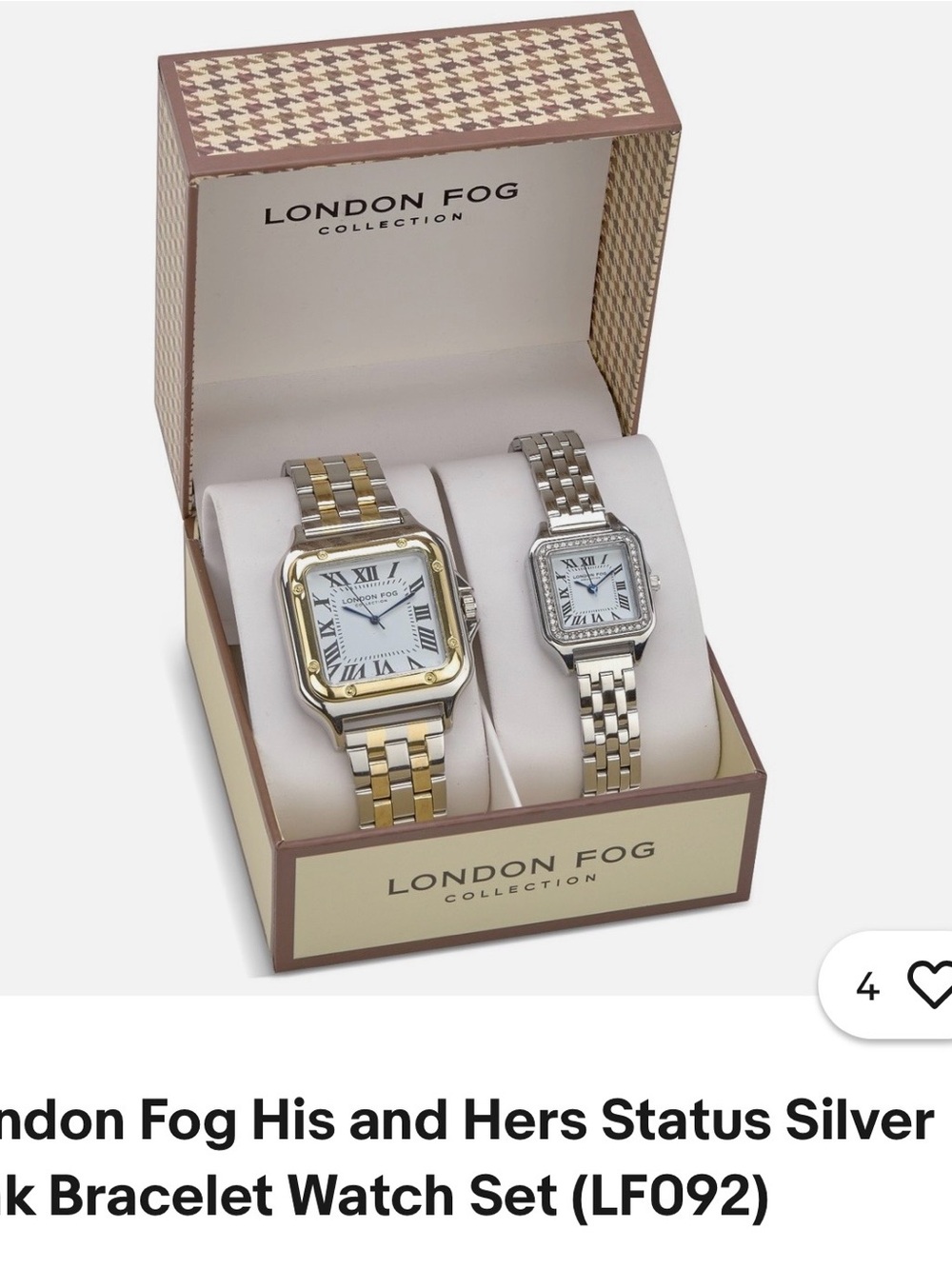 London Fog Two-Tone Silver and Gold His & Hers Bracelet Watch Set